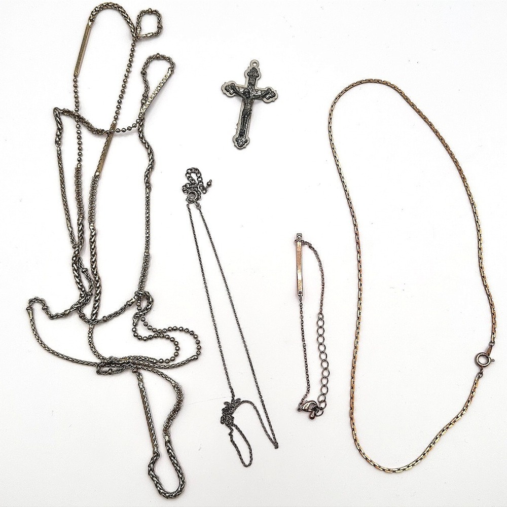 Vintage 90s Rose Gold Tone Bracelet‎ INRI Pendent Necklace Set Roman Numeral